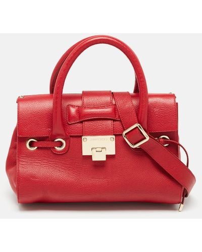 Jimmy Choo Leather Rosalie Tote - Red