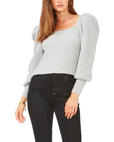 1.STATE L13241359 Shimmer Ribbed Pullover Sweater - Gray