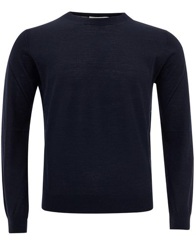 Valentino Basic Round Neck Wool Sweater - Blue