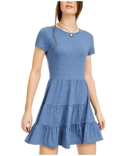Be Bop Juniors Heathered Ruffle T-shirt Dress - Blue