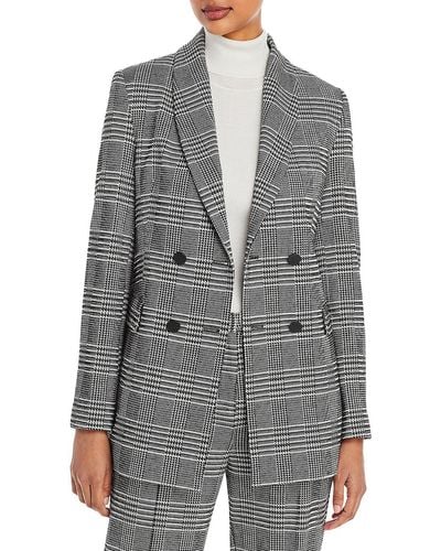 Tahari Houndstooth Suit Separate Double-breasted Blazer - Gray