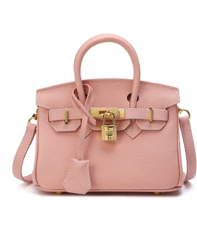 Tiffany & Fred Alligator Embossed Leather Mini Satchel/ Shoulder Bag - Pink