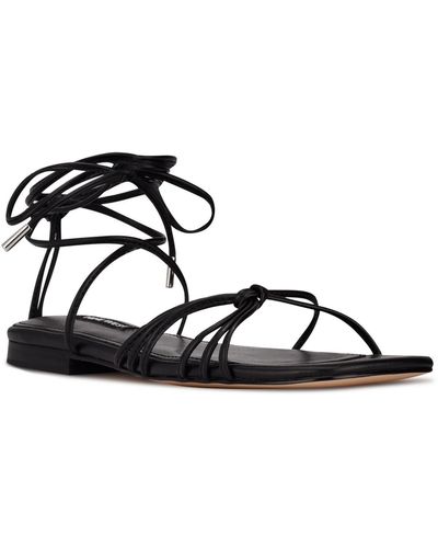 Nine West Minus 3 Faux Leather Ankle Strap Gladiator Sandals - Black