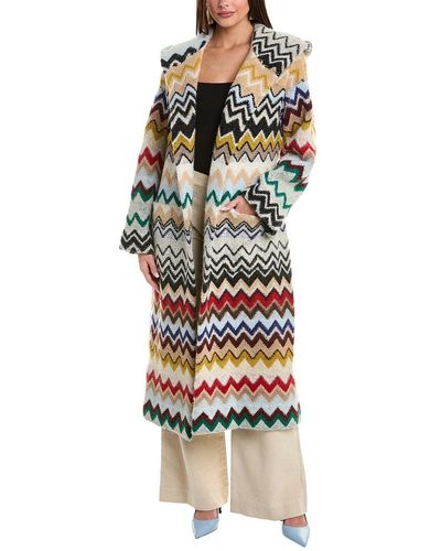 M Missoni Long Mixed Wool & Alpaca-blend Coat - Metallic