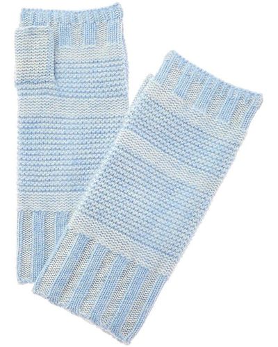 Forte Plaited Colorblocked Cashmere Texting Gloves - Blue