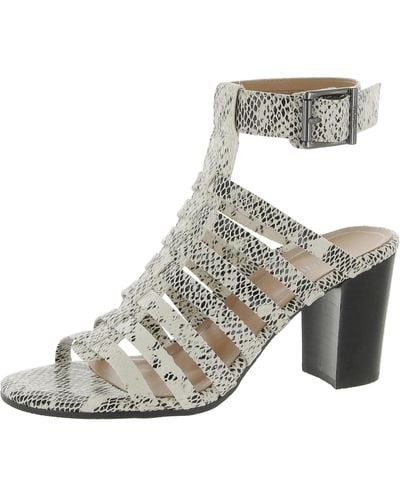 Vionic Sami Leather Ankle Strap Heels - Gray