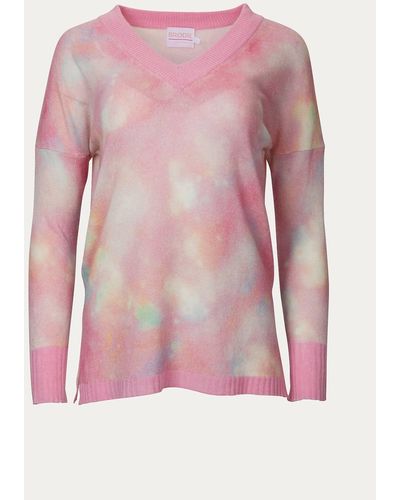 Brodie Cashmere Daydream Harriet V-neck Sweater - Pink