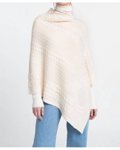 Kinross Cashmere Luxe Cable Poncho - White