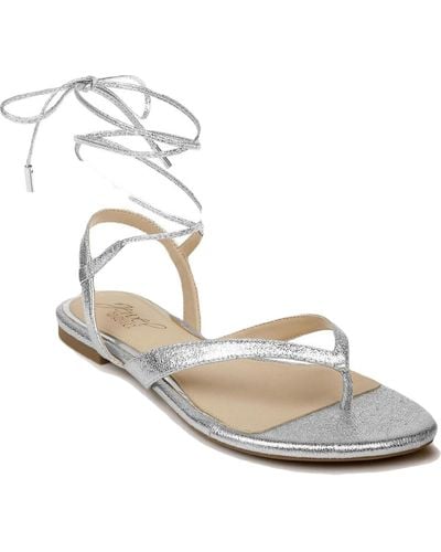 Badgley Mischka Nolana Metallic Flat Dress Sandals - White