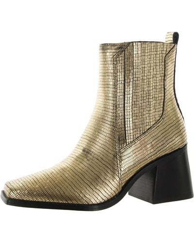 Vince Camuto Sojetta Metallic Leather Ankle Boots - Natural