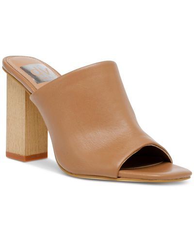DV by Dolce Vita Faux Leather Square Toe Mule Sandals - Brown