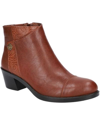 Easy Street Bean Faux Leather Block Heel Ankle Boots - Brown