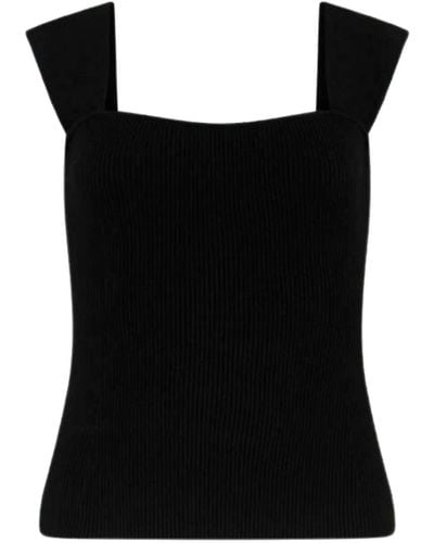 Marella Mosella Compact Cap Sleeve Knit Top - Black