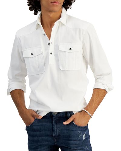 INC Popover Regular Fit Button-down Shirt - White