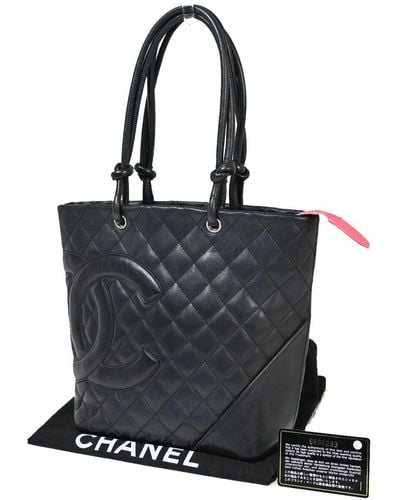 Chanel Cambon Leather Tote Bag (pre-owned) - Black