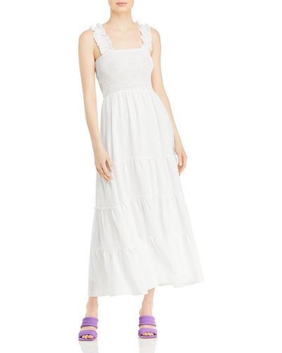 Lucy Paris Gingham Long Maxi Dress - White