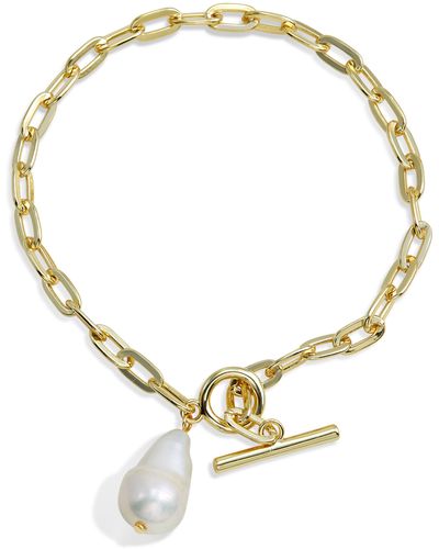 Savvy Cie Jewels Vermeil Baroque Pearl toggle - Metallic