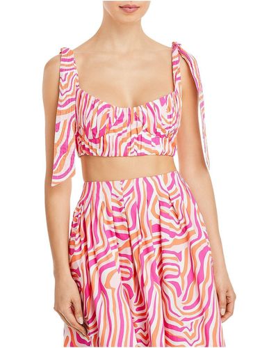 Solid & Striped Sweetheart Neck Animal Print Cropped - Pink