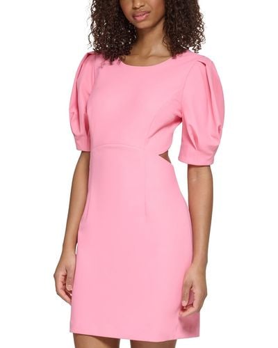 Karl Lagerfeld Puff Sleeves Mini Sheath Dress - Pink