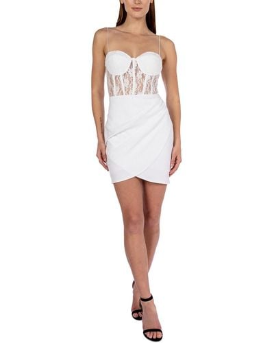 B Darlin Juniors Lace Corset Mini Bodycon Dress - White