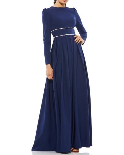 Ieena for Mac Duggal Embellished Long Evening Dress - Blue