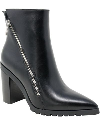 Charles David Dominate Faux Leather Pointed Toe Ankle Boots - Black