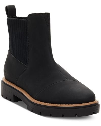TOMS Faux Leather Ankle Chelsea Boots - Black