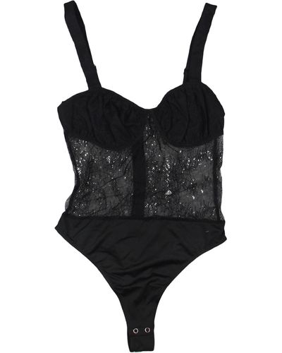 Danielle Bernstein Lace Thong Bodysuit - Black