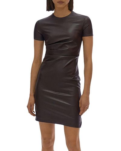 Helmut Lang Faux Leather Fitted Bodycon Dress - Black