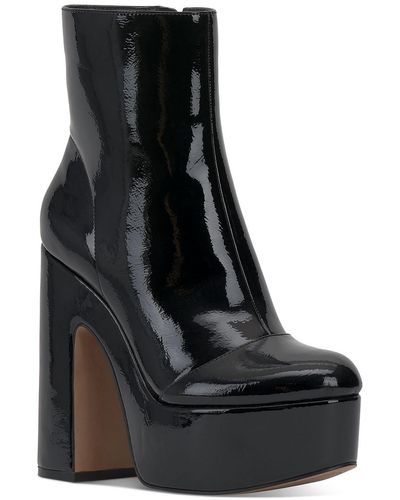 Jessica Simpson Madlaina Patent Leather Heels Ankle Boots - Black