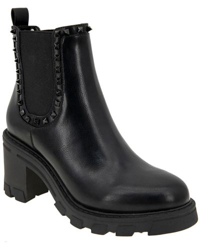 BCBGeneration Trista Leather Stretch Ankle Boots - Black