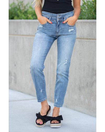Judy Blue Double Waistband Relaxed Fit Jean - Blue