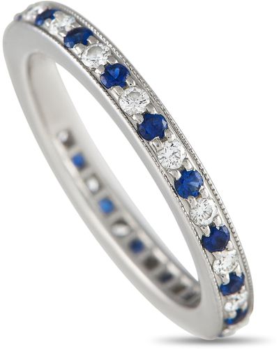 Tiffany & Co. Platinum Diamond And Sapphire Eternity Band Ring - Blue