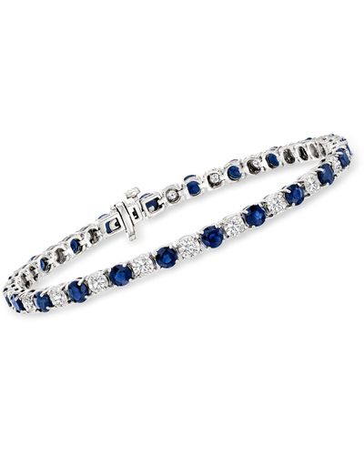 Ross-Simons Sapphire And Diamond Tennis Bracelet - Blue