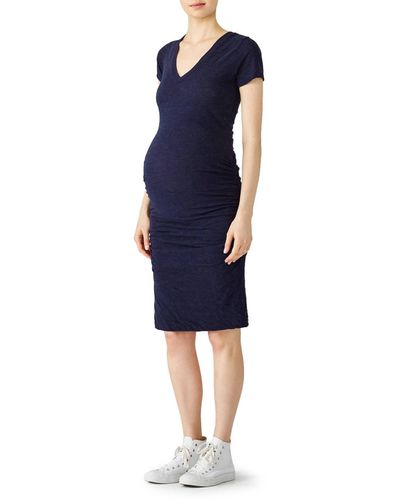 Monrow Short Sleeve Maternity Dress - Blue