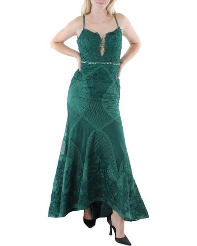 Mac Duggal Lace Maxi Evening Dress - Green