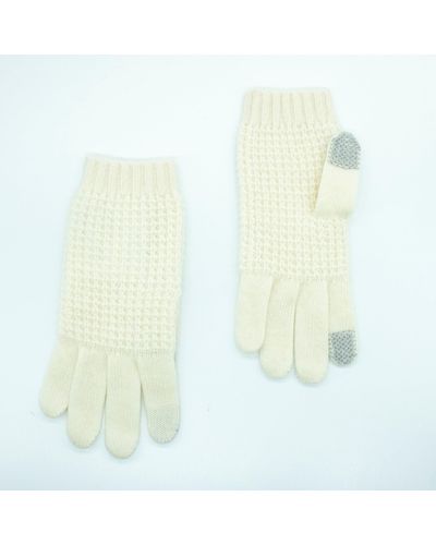 Portolano Cashmere Stitched Tech Gloves - White
