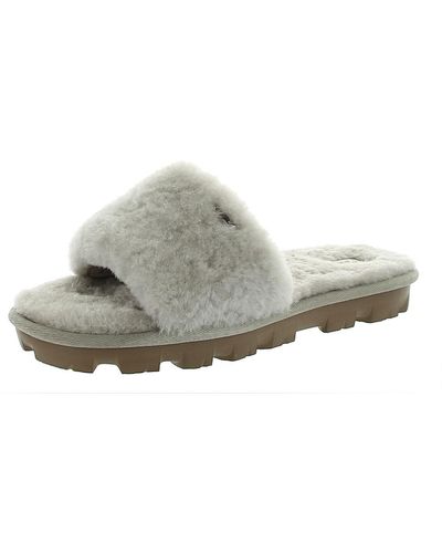 UGG Cozette Sheepskin Wool Slide Sandals - Gray