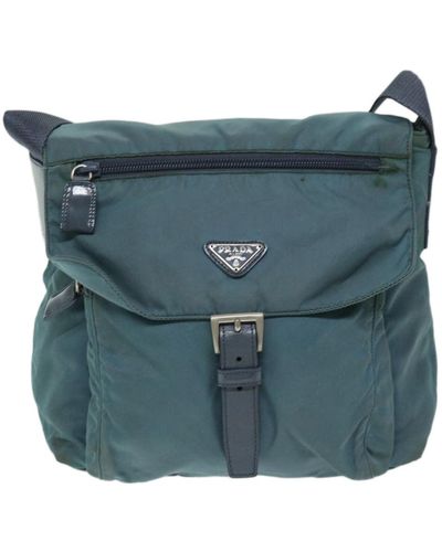 Prada Tessuto Synthetic Shoulder Bag (pre-owned) - Blue
