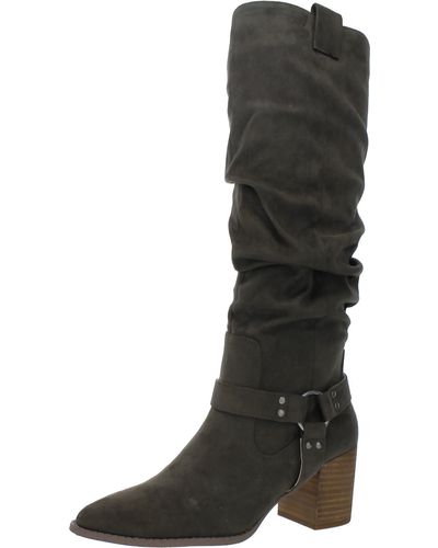 Dolce Vita Tamlin Pointed Toe Block Heel Knee-high Boots - Black