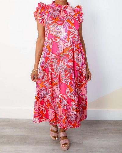 Thml Pretty In Paisley Maxi Dress In Pink Paisley - Red