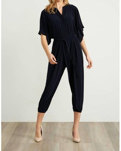 Joseph Ribkoff Short Sleeve Crossover Front Cropped Jersey Jumpsuit Navy main image 1