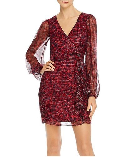 Parker Black Carole Silk Blend V-neck Cocktail Dress - Red