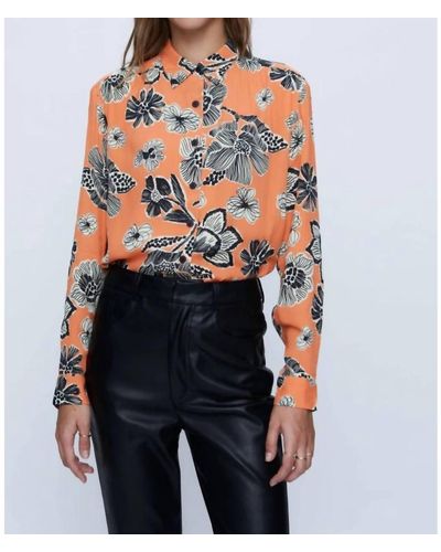 WILD PONY Fluid Shirt With Flower Print - Black