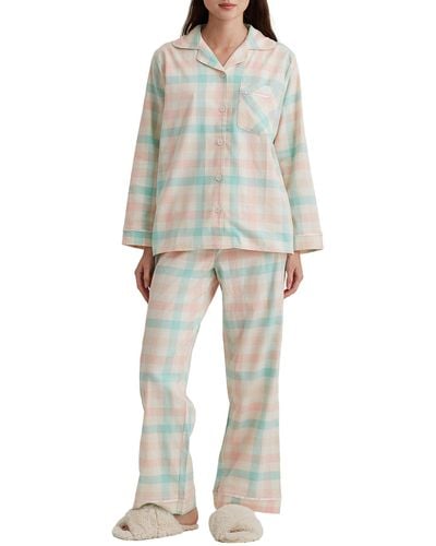 Papinelle Organic Cotton Plaid Woven Pajama Set - Pink