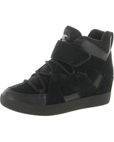 Sorel Out N About Suede Wedge Booties - Black