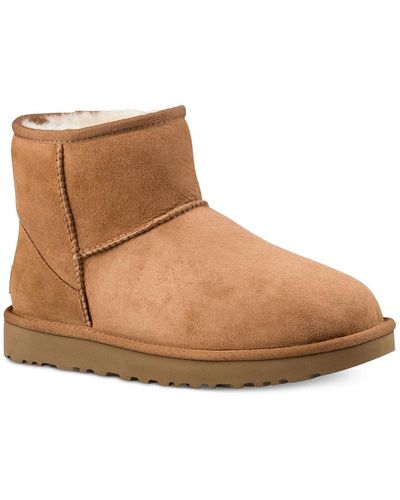UGG Classic Mini Regenerate Logo-patch Suede And Shearling Ankle Boots - Brown