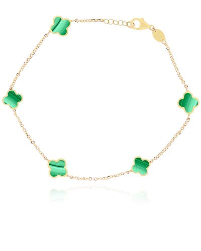 The Lovery Mini Malachite Clover Bracelet - Green