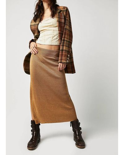 Free People Golden Hour Midi Skirt In Tan - Multicolor