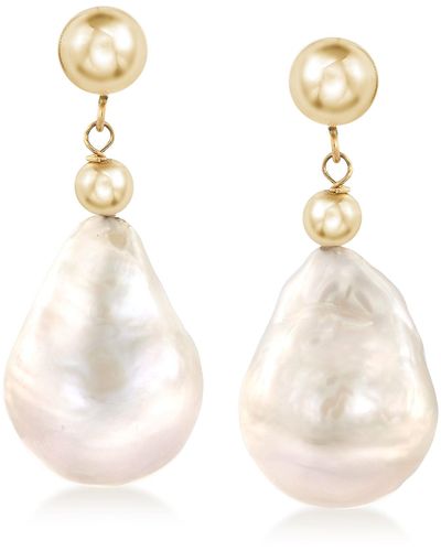 Ross-Simons 12-14mm Cultured Baroque Pearl Drop Earrings - White